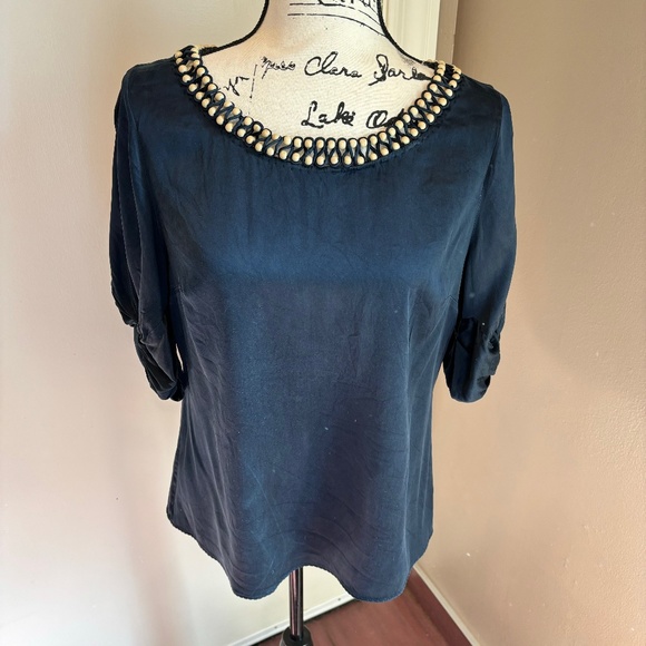 Elie Tahari silk blouse with beaded neckline - Picture 1 of 7